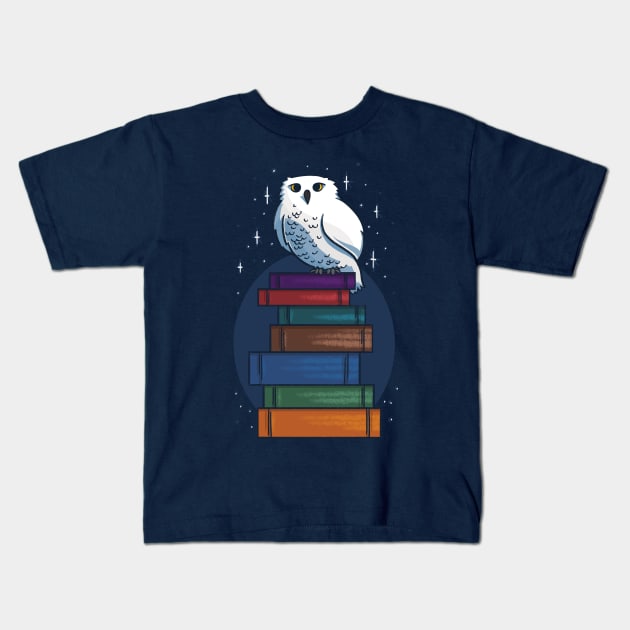 An Owl with the Way to Magic Kids T-Shirt by polliadesign